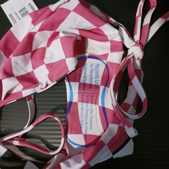 NEW Solid & Striped Iris Reversible Bikini Bottoms Checkered Wht/Blk/Pink S - Picture 6 of 10